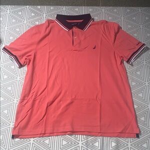 Nautica‎ Men's Pink Polo with Navy Accents